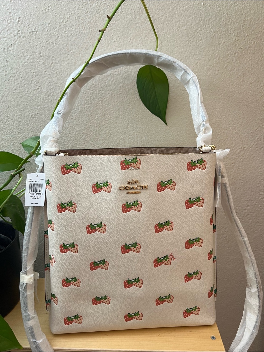 NWT Coach Mollie Bucket Bag With Strawberry Print